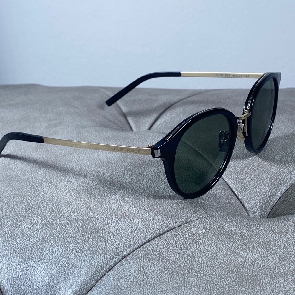 Yves Saint Laurent Black Round Sunglasses - Picture 1 of 15